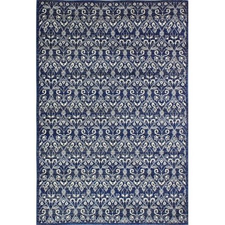 BASHIAN Bashian E110-DKBL-2.6X8-5439A Bashian Everek Collection Transitional Polypropylene Machine Made Area Rug; Dark Blue - 2 ft. 6 in. x 8 ft. E110-DKBL-2.6X8-5439A